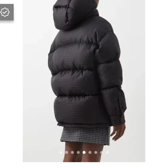 PRADA Logo-Jacquard Hooded Re-Nylon Down Jacket Black Size 38 - Picture 7 of 8